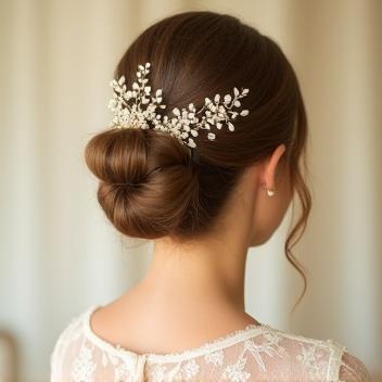 Bridal updo with accessories