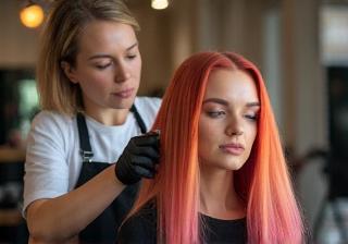 Professional hair colour in progress